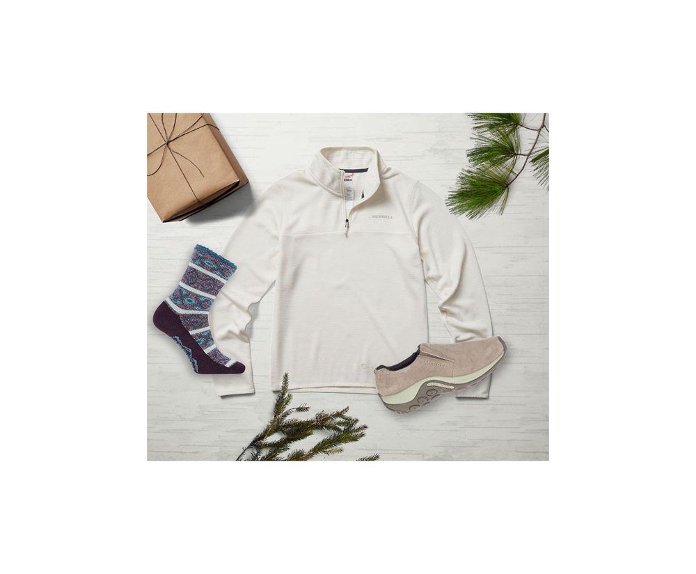 Merrell Bluse Dame - Terrain Geotex 1/4 Zip - Hvide - XOF530874